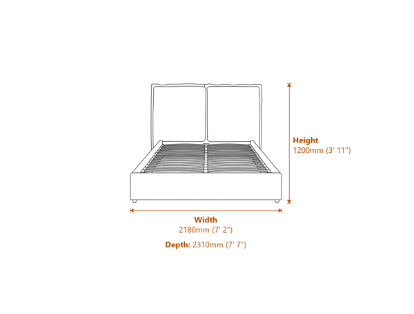 Sunday Deep Grey Super King Size Bed Dimensions Diagram