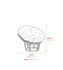 Manado Round Grey Kubu Rattan Papasan Chair with Cream Cushion Dimensions Diagram