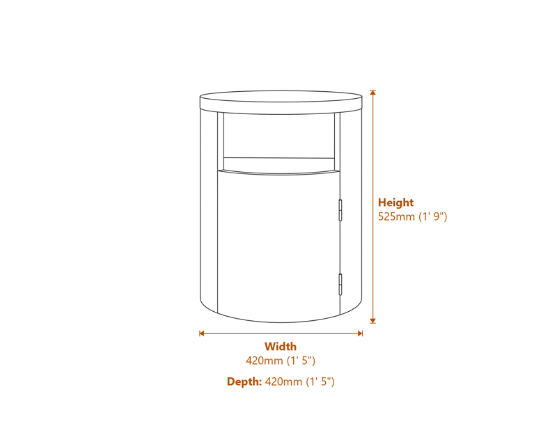 Bedside Tables Dimensions Diagram