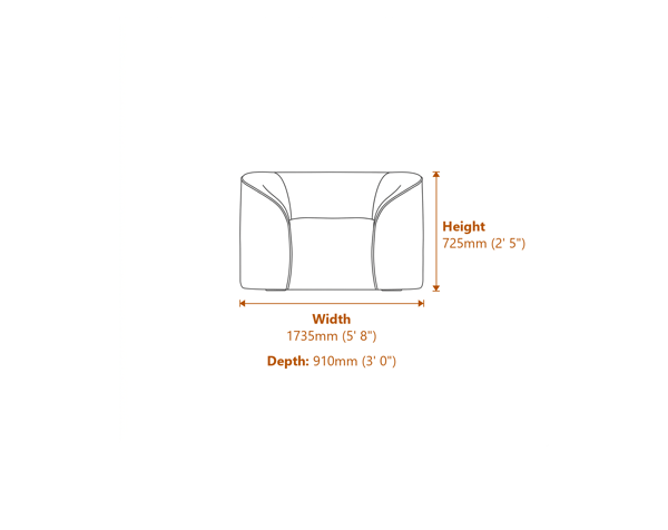 Zuma Forest Green Sofa Dimensions Diagram