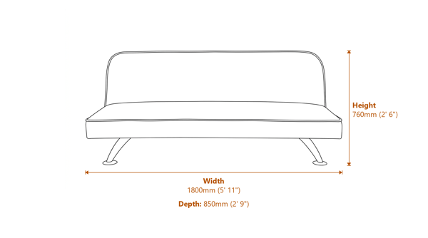 Brighton Sofa Bed Orange Dimensions Diagram