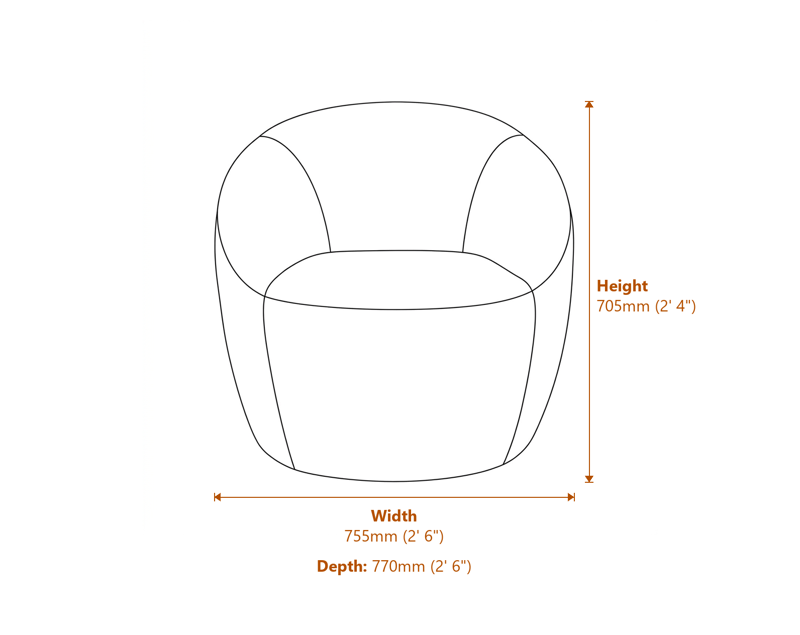 Armchairs Dimensions Diagram