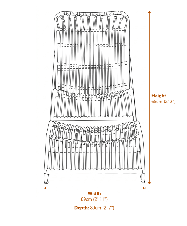 Manado Rattan Chair And Footstool Set Dimensions Diagram