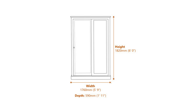 Devon Charcoal 3 Door Sliding Wardrobe Dimensions Diagram