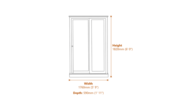 Devon White 3 Door Sliding Wardrobe Dimensions Diagram