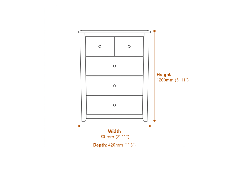 Chests of Drawers Dimensions Diagram