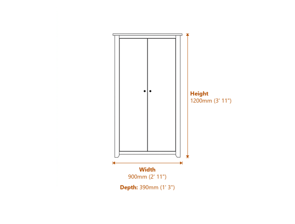 Havana White 3+2 Chest Dimensions Diagram