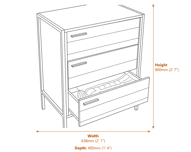 Chests of Drawers Dimensions Diagram