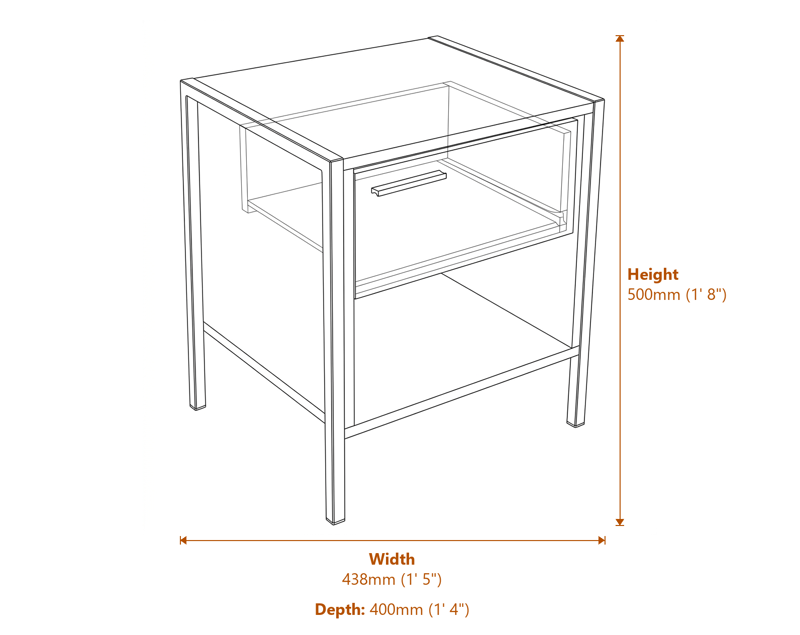 Bedside Tables Dimensions Diagram