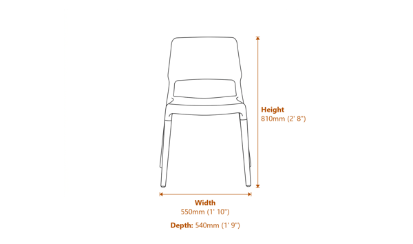 Riva Chair White Dimensions Diagram