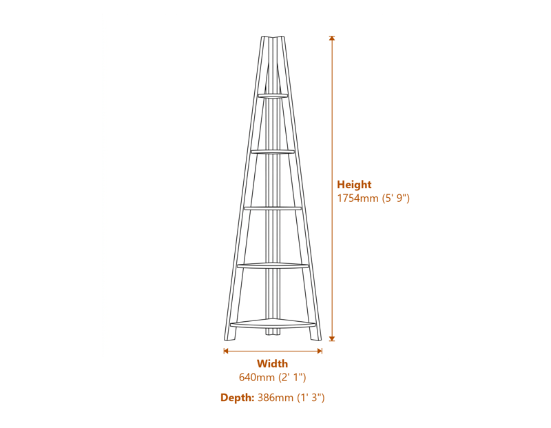 Bookcases & Shelving Dimensions Diagram