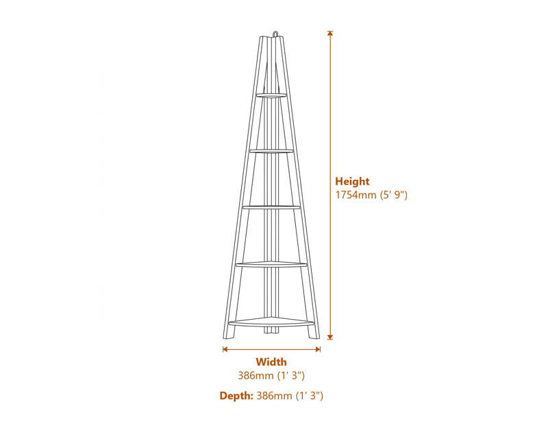 Bookcases & Shelving Dimensions Diagram