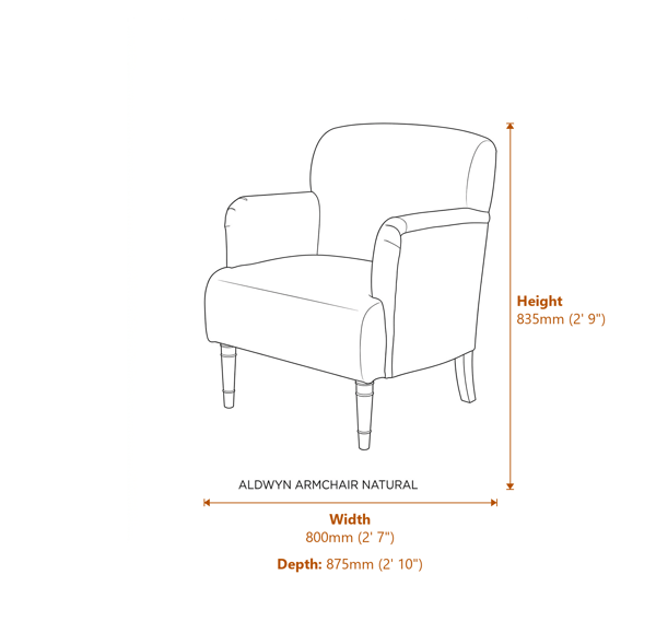 Aldwyn Armchair Natural Dimensions Diagram