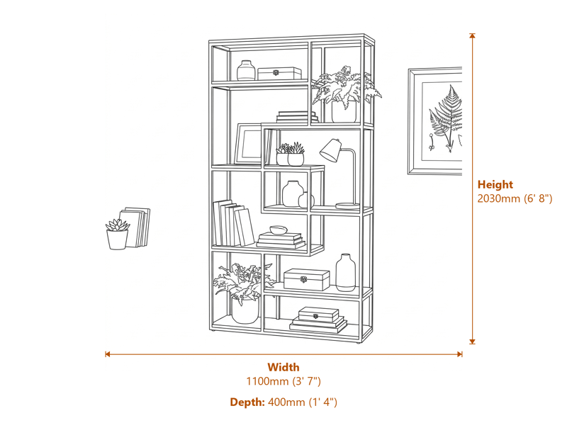 Bookcases & Shelving Dimensions Diagram
