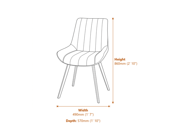 Malmo Coffee Dining Chair Dimensions Diagram