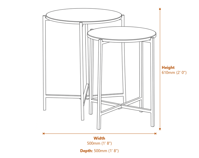 Side & Console Tables Dimensions Diagram