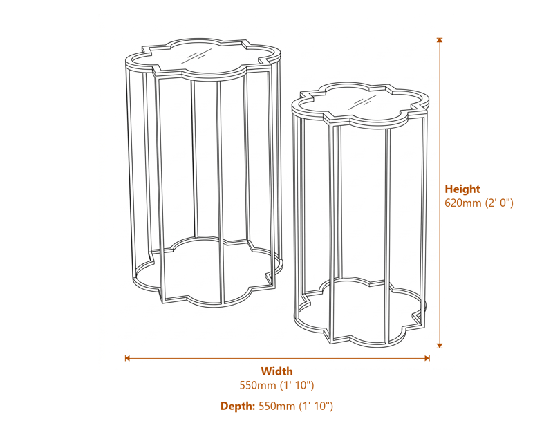 Side & Console Tables Dimensions Diagram