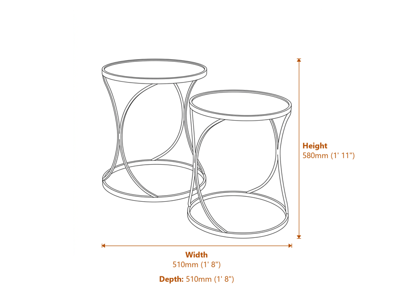 Side & Console Tables Dimensions Diagram