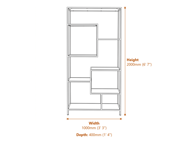 Bookcases & Shelving Dimensions Diagram