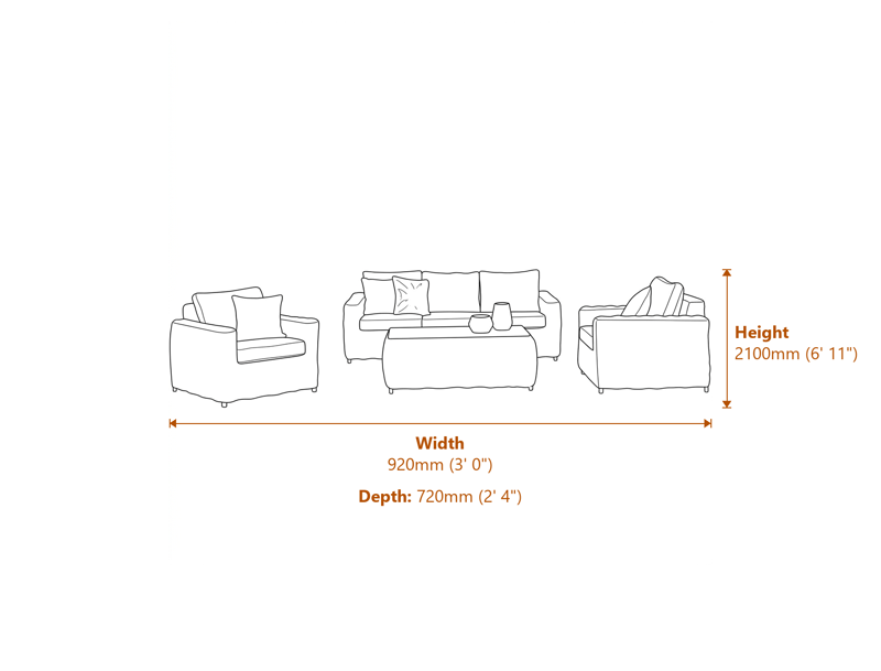 Armchairs Dimensions Diagram