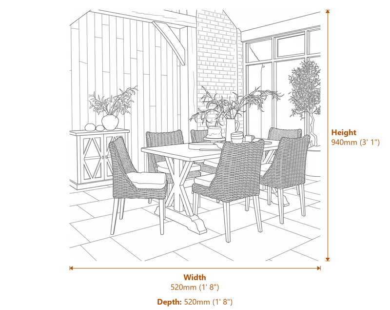 Dining Chairs Dimensions Diagram