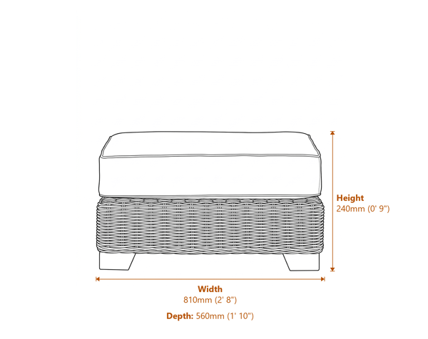 Capri Collection Outdoor Foot Stool Dimensions Diagram