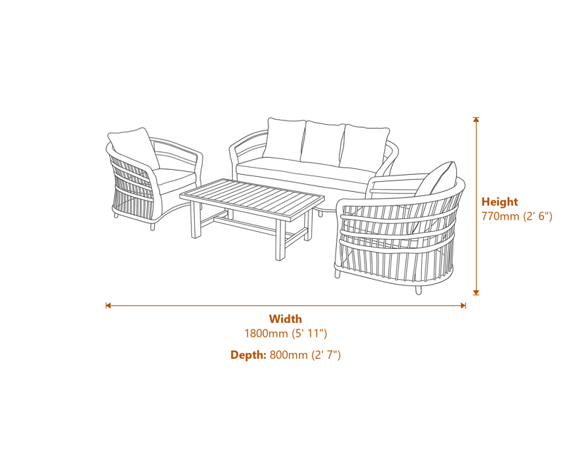 Armchairs Dimensions Diagram