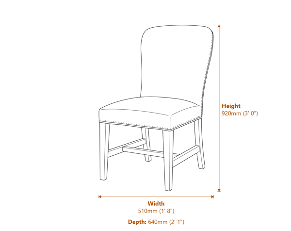 Cobham Grey Dining Chair Dimensions Diagram