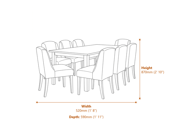 Compton Boucle Dining Chair Dimensions Diagram