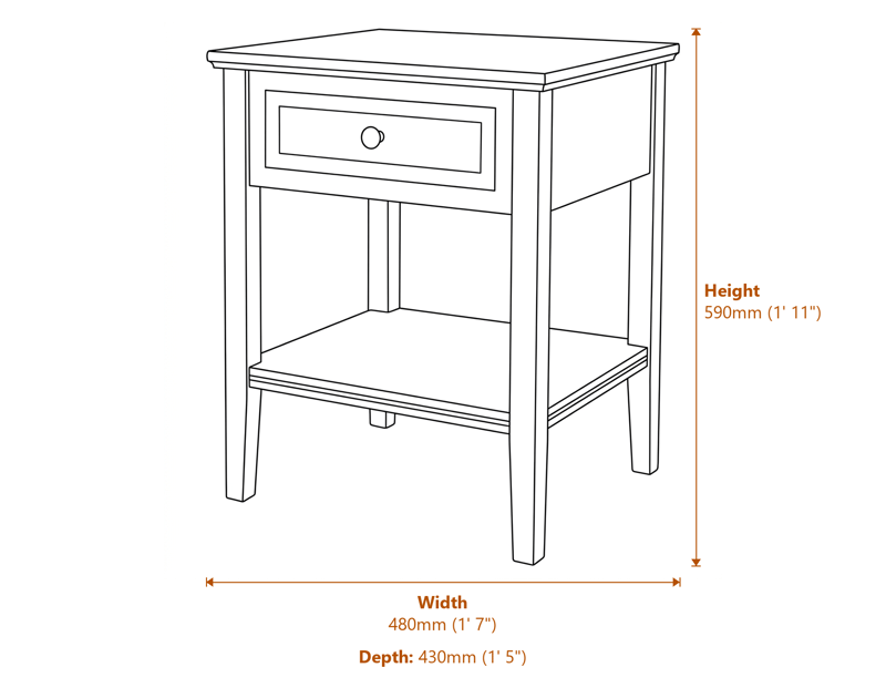 Side & Console Tables Dimensions Diagram