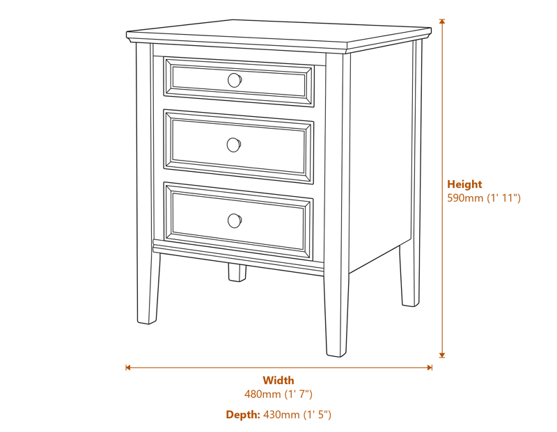 Bedside Tables Dimensions Diagram
