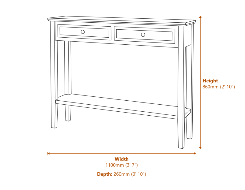 Side & Console Tables Dimensions Diagram