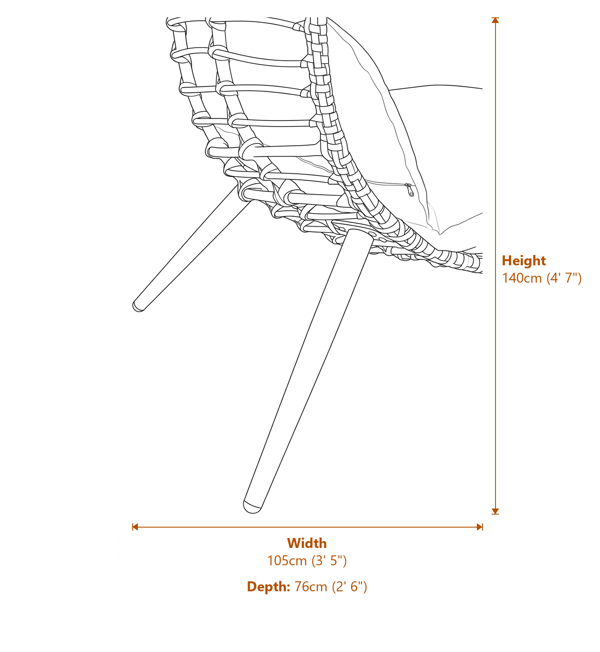 Goa Natural Rattan Effect Chair Dimensions Diagram