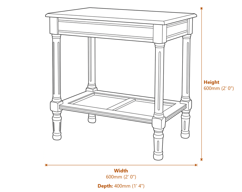 Side & Console Tables Dimensions Diagram