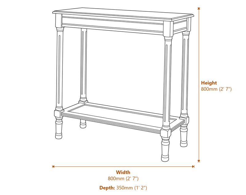 Side & Console Tables Dimensions Diagram