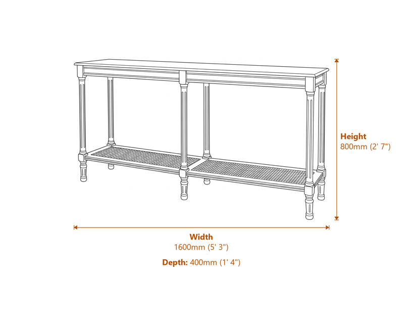 Side & Console Tables Dimensions Diagram
