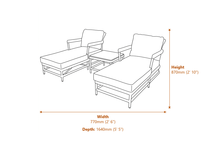 Armchairs Dimensions Diagram