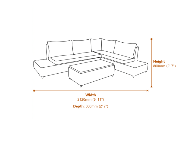 Amalfi Collection Outdoor Large Corner Set Dimensions Diagram