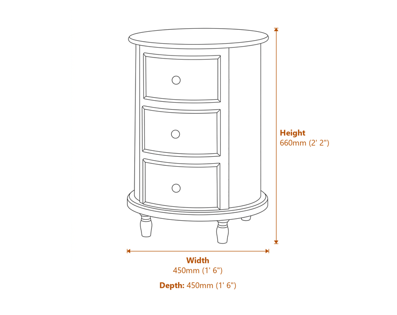 Side & Console Tables Dimensions Diagram