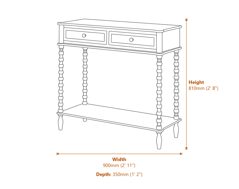 Side & Console Tables Dimensions Diagram