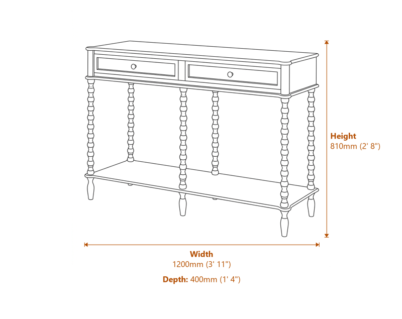 Side & Console Tables Dimensions Diagram