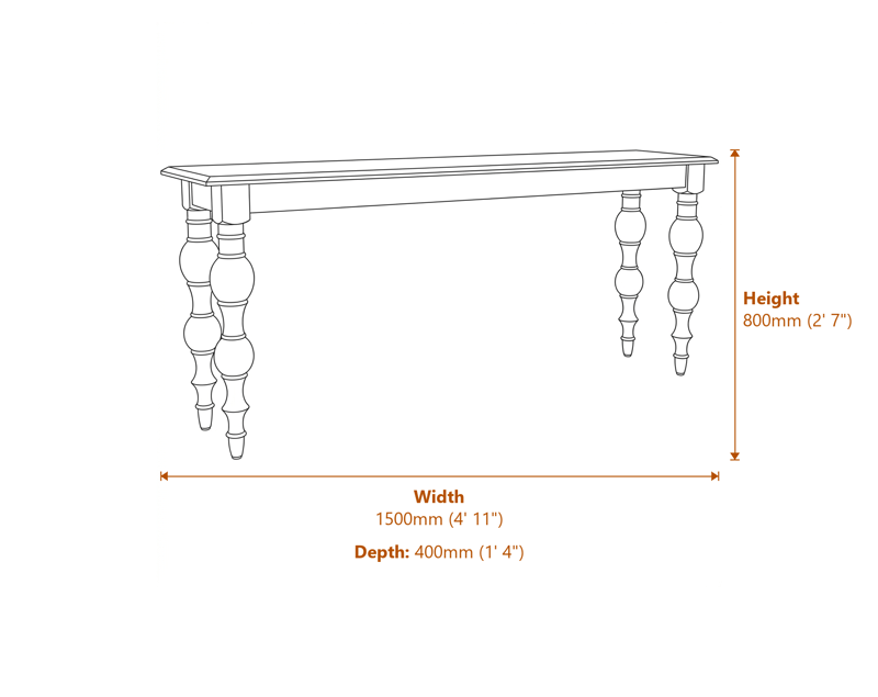 Side & Console Tables Dimensions Diagram