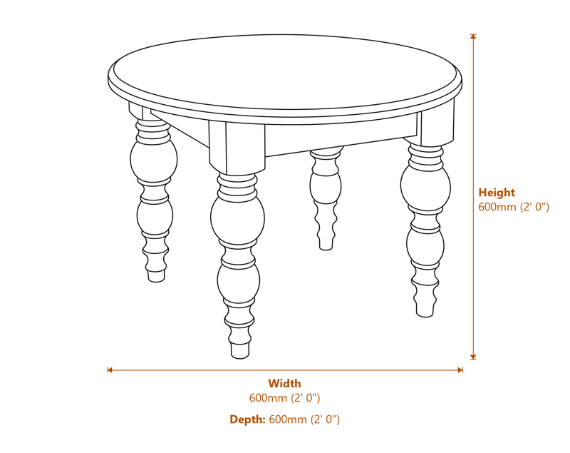 Side & Console Tables Dimensions Diagram