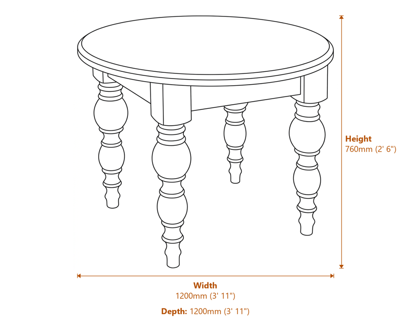 Dining Tables Dimensions Diagram