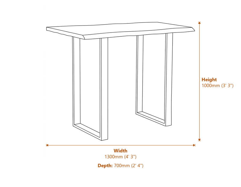 Side & Console Tables Dimensions Diagram