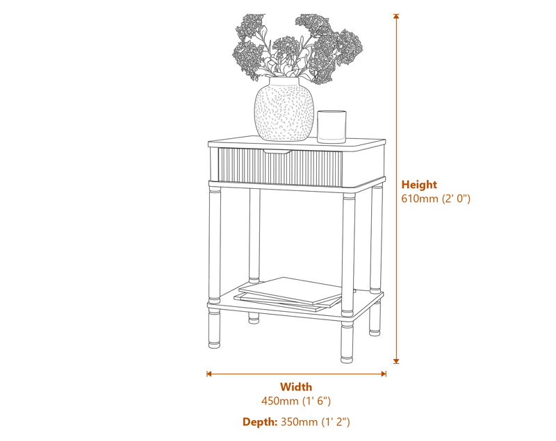 Side & Console Tables Dimensions Diagram