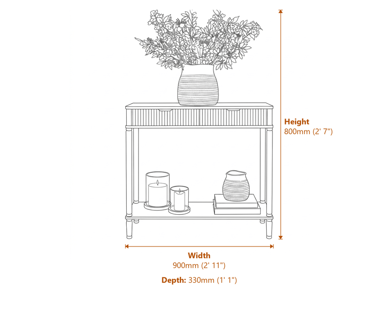 Side & Console Tables Dimensions Diagram