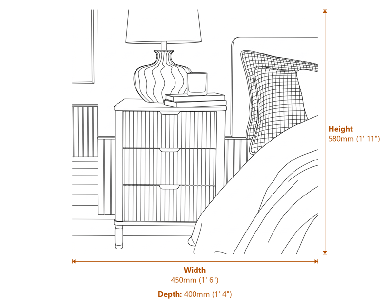 Bedside Tables Dimensions Diagram