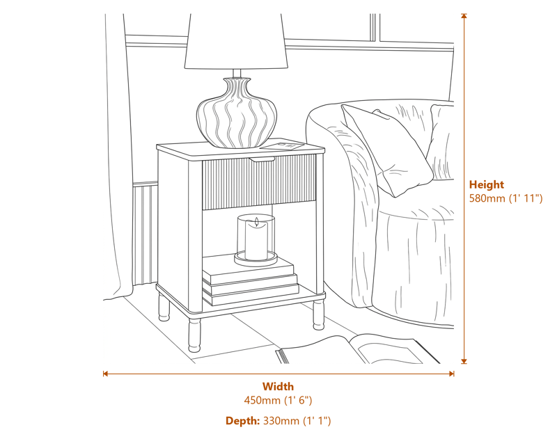 Bedside Tables Dimensions Diagram
