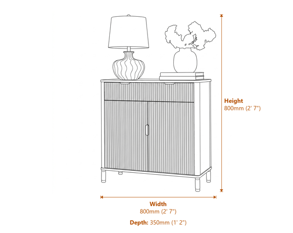 Reed Collection 1 Drawer 2 Door Cabinet Dimensions Diagram